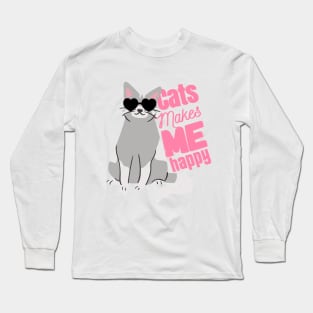 cats makes me happy Long Sleeve T-Shirt